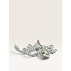 Crown Trifari 1960s Mid Century White Enamel Filigree Openwork Bow Brooch 2.46"