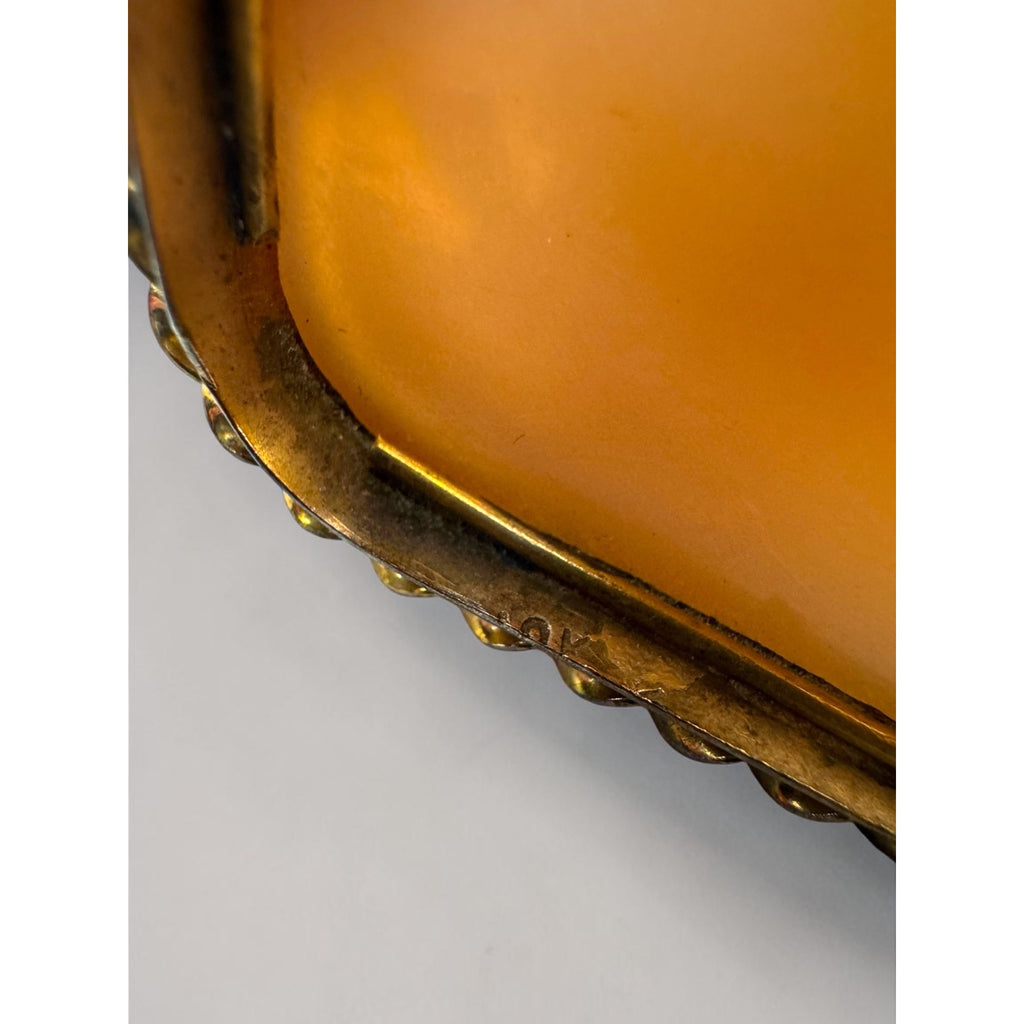 10K Gold Shell Cameo Brooch Rebecca at the Well Scenic Carved Vintage