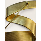 Monet Vintage 1970s Brooch Gold Tone Brushed Ribbon Swirl  2.99"