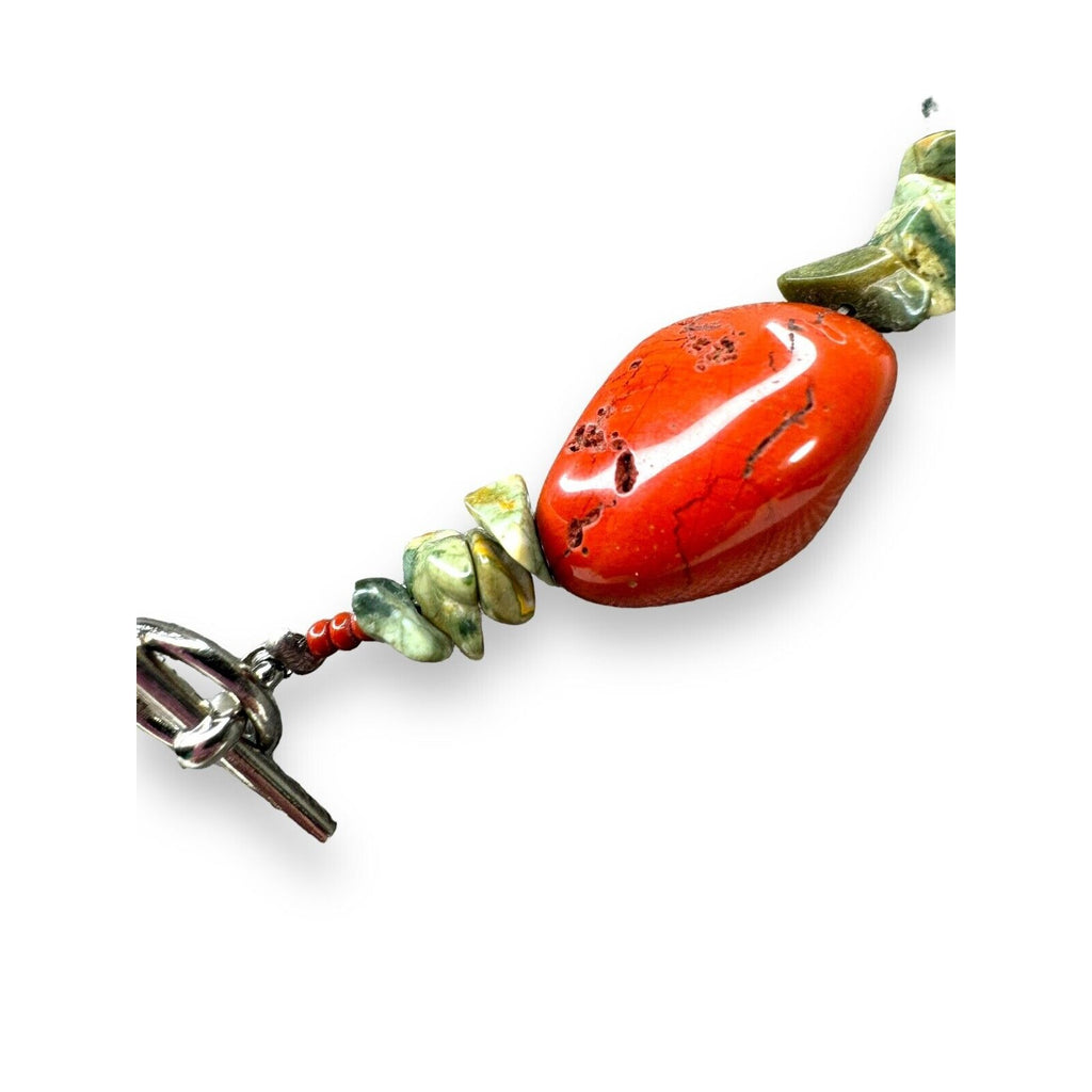 Genuine Stone Red Jasper Agate 20.5” Toggle Clasp