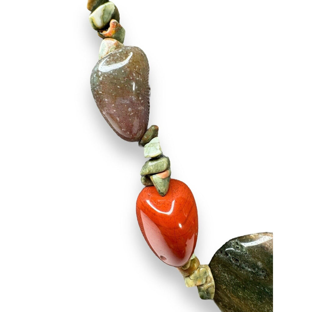 Genuine Stone Red Jasper Agate 20.5” Toggle Clasp