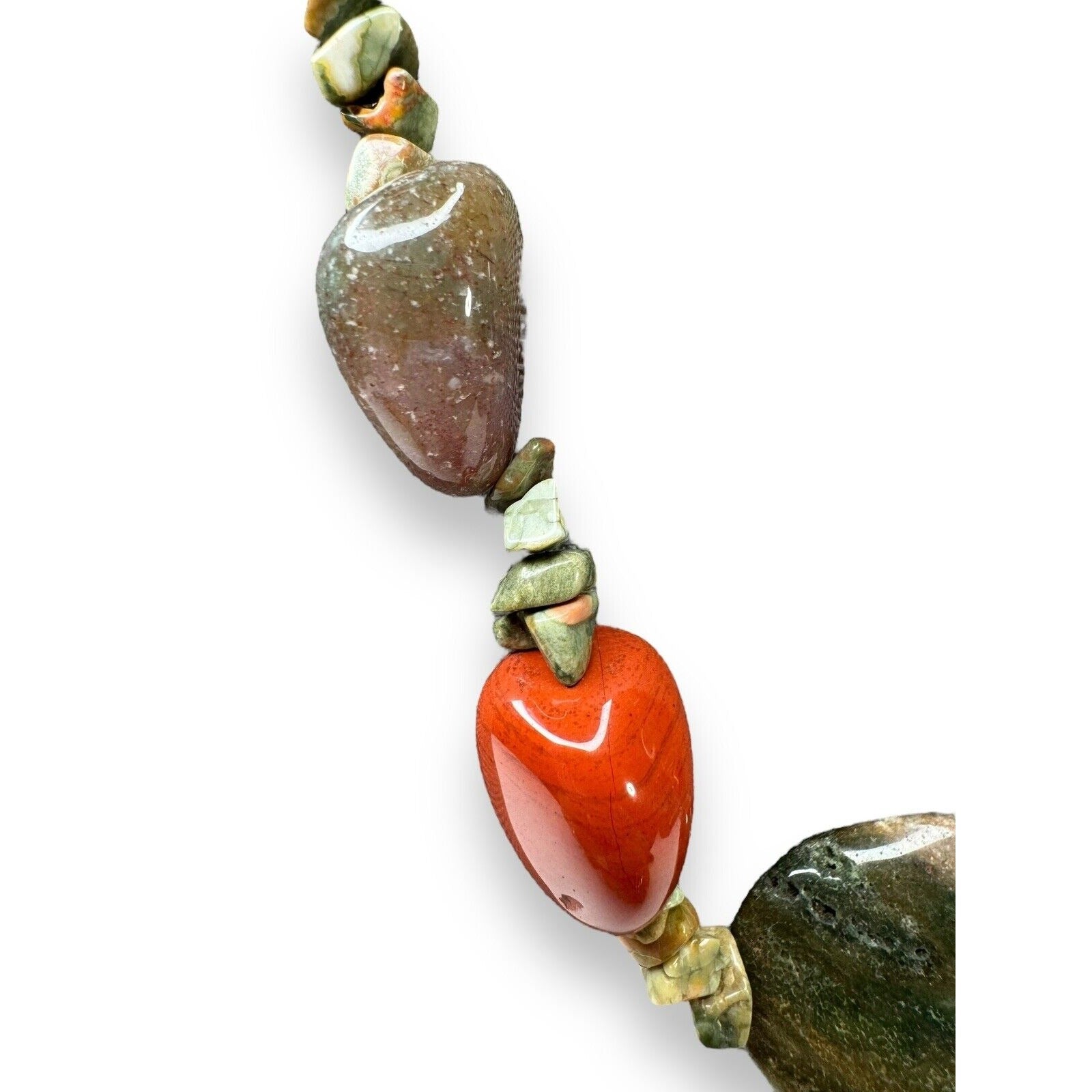 Genuine Stone Red Jasper Agate 20.5” Toggle Clasp