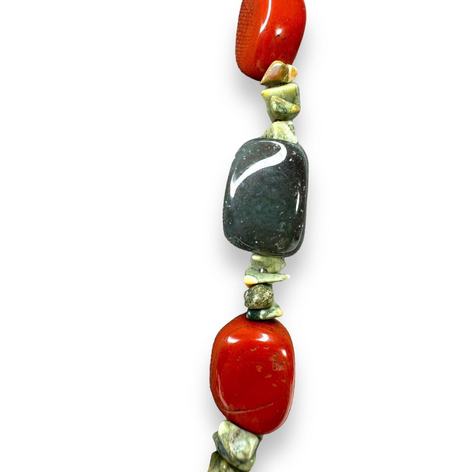 Genuine Stone Red Jasper Agate 20.5” Toggle Clasp