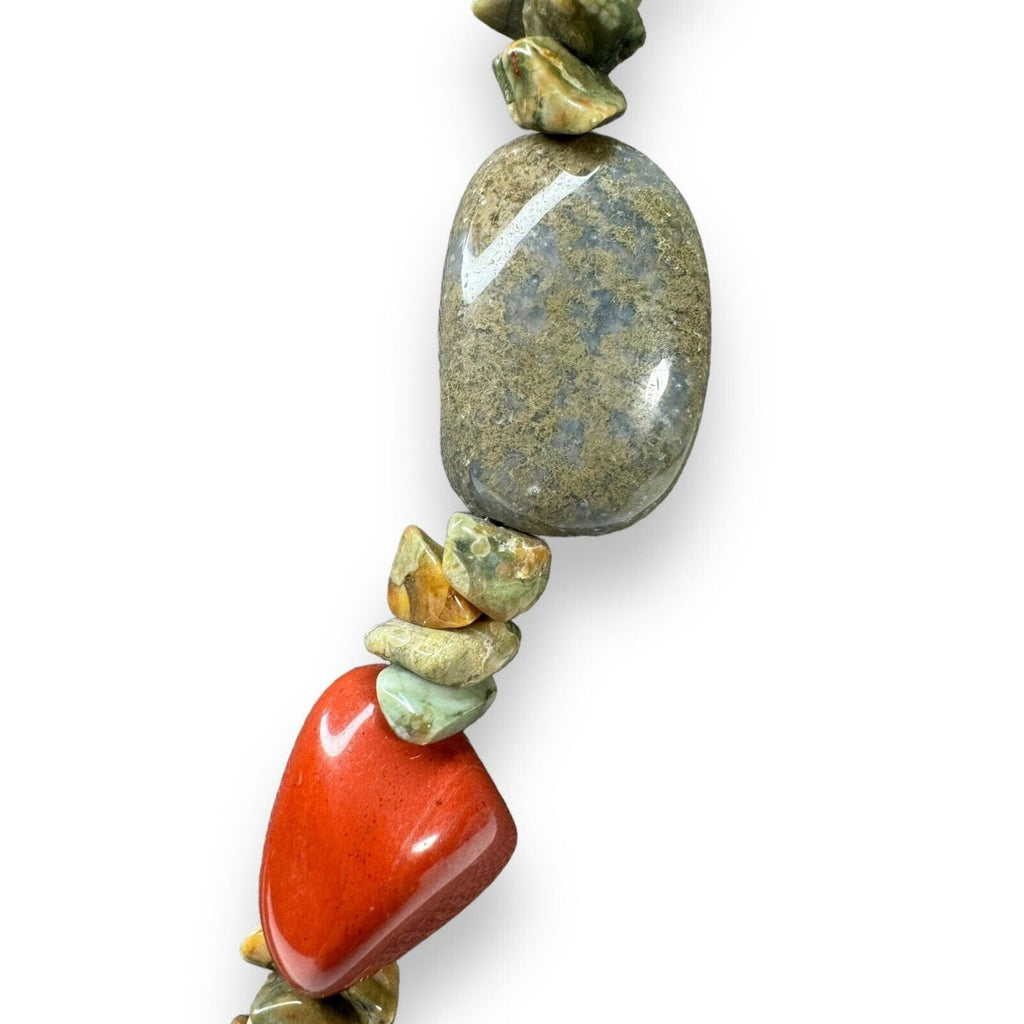 Genuine Stone Red Jasper Agate 20.5” Toggle Clasp