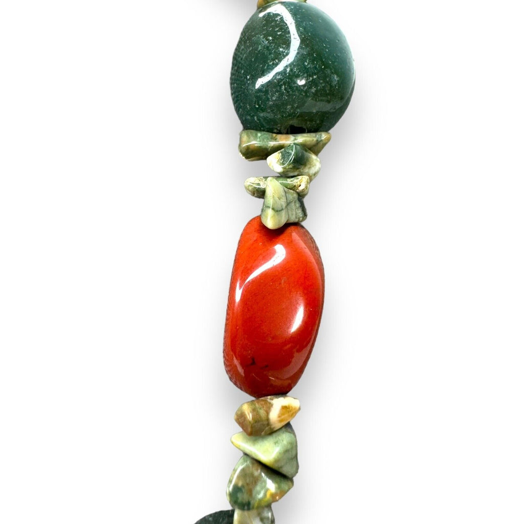 Genuine Stone Red Jasper Agate 20.5” Toggle Clasp