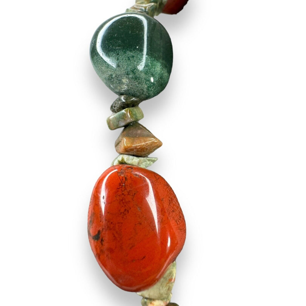 Genuine Stone Red Jasper Agate 20.5” Toggle Clasp