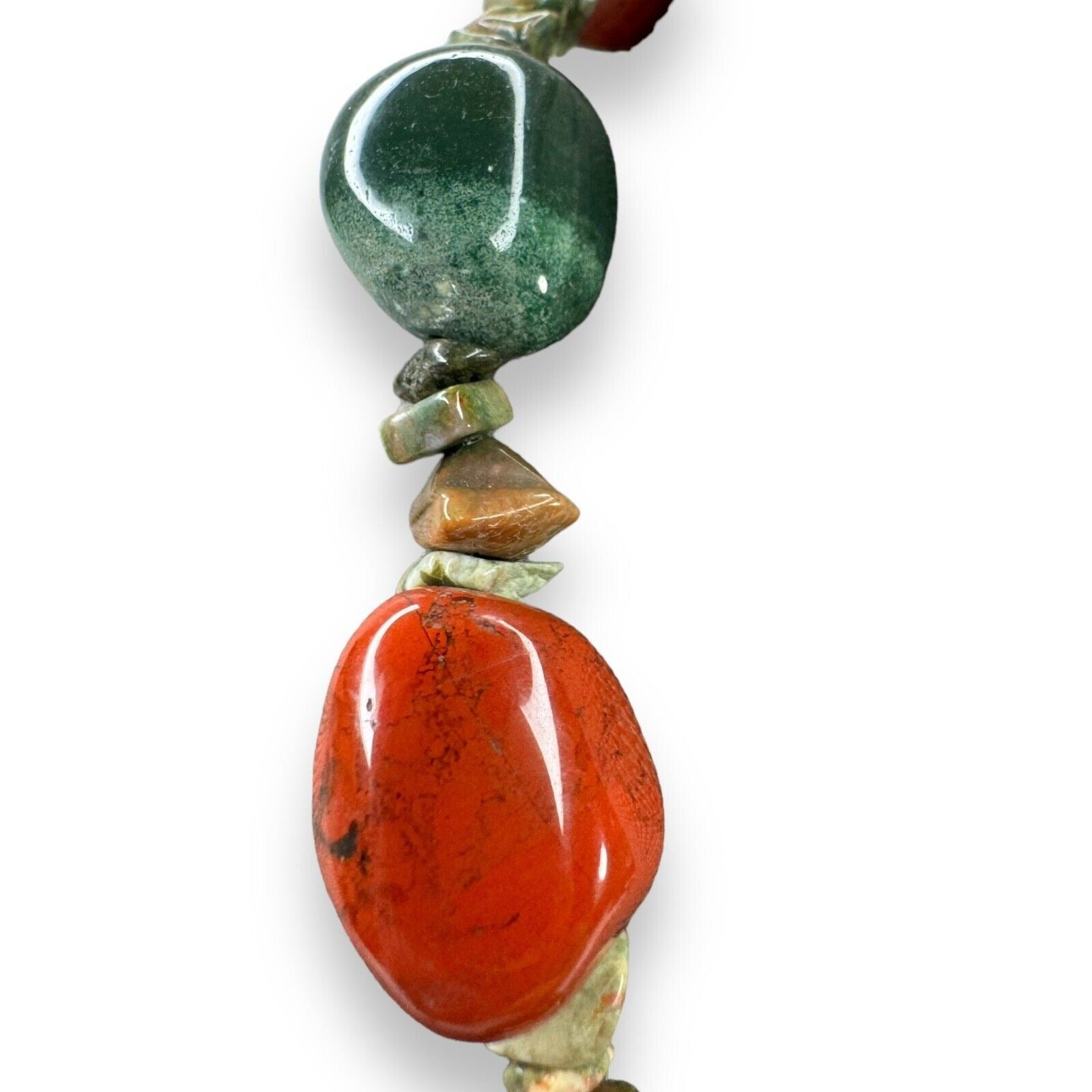 Genuine Stone Red Jasper Agate 20.5” Toggle Clasp