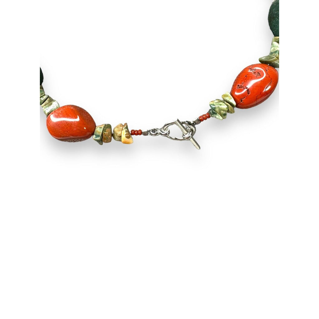 Genuine Stone Red Jasper Agate 20.5” Toggle Clasp