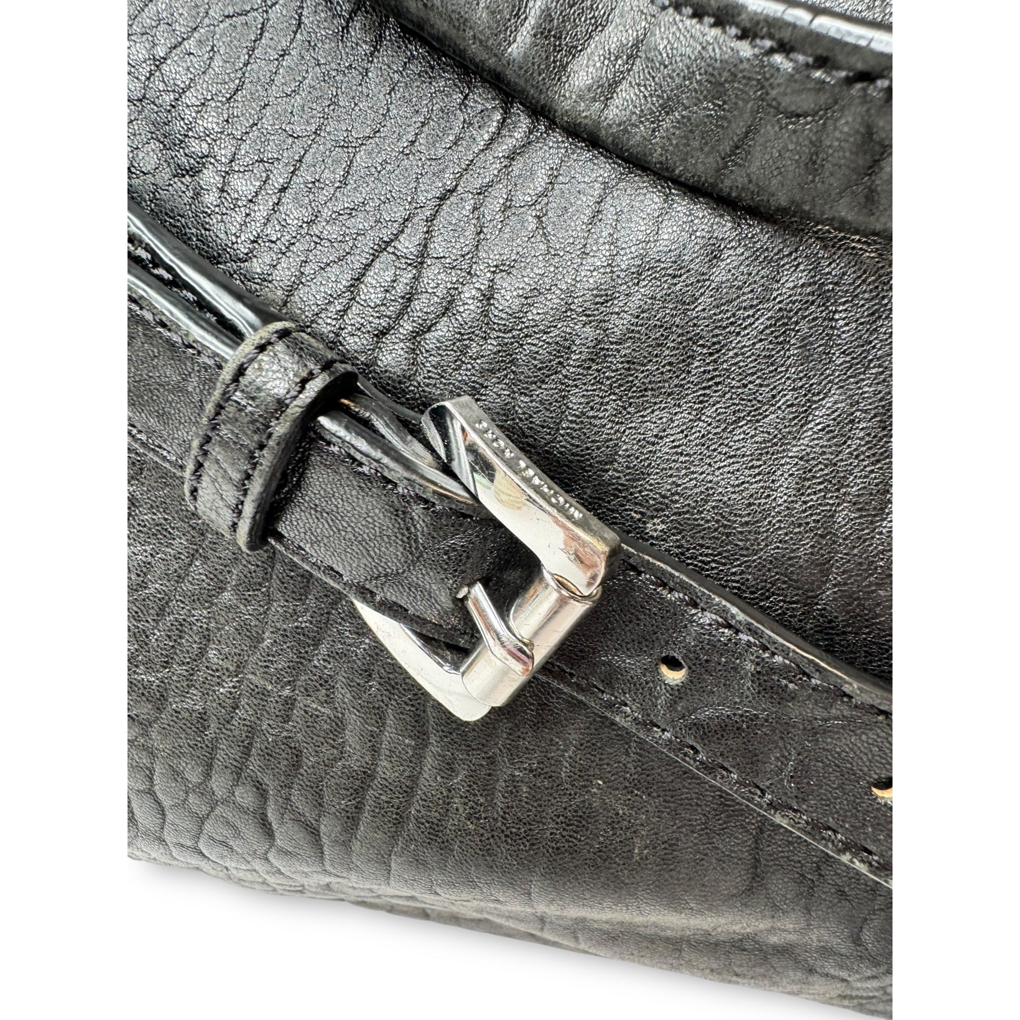 Michael Kors Black Leather Shoulder Tote Handbag