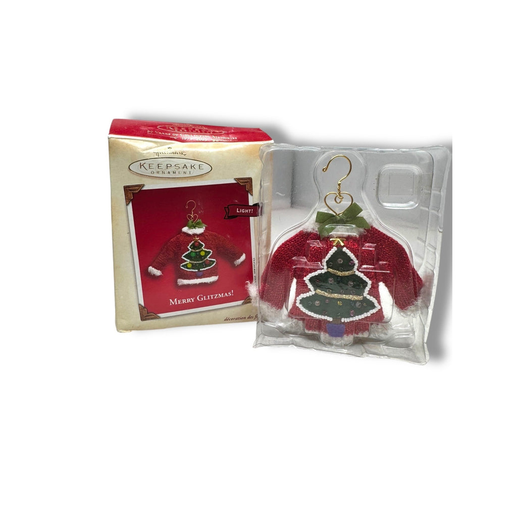 Hallmark Merry Glitzmas Light-Up Sweater Ornament 2003 Keepsake with Box