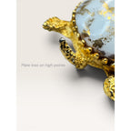 1960s White Glass Gold Leaf Turtle Brooch Gold Tone Figural Animal Vintage