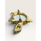 1960s White Glass Gold Leaf Turtle Brooch Gold Tone Figural Animal Vintage