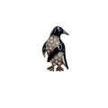 Unsigned Brooch Penguin Black Enamel Crystal Figural Gold Tone 2010s
