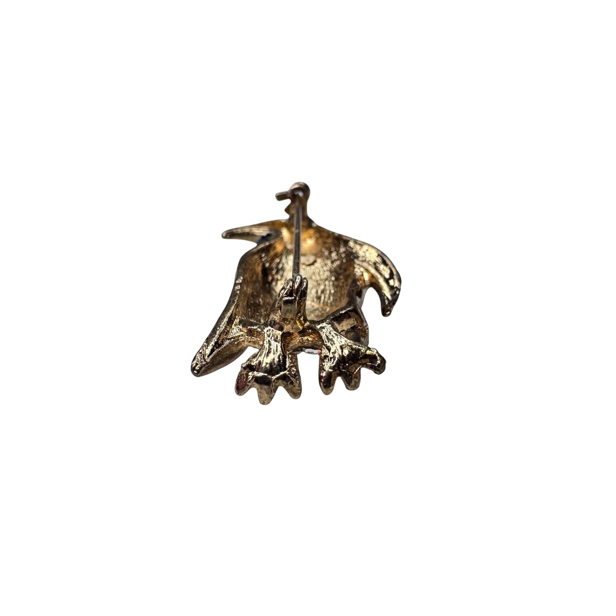 Unsigned Brooch Penguin Black Enamel Crystal Figural Gold Tone 2010s