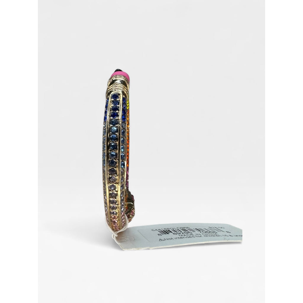 Betsey Johnson Rainbow Crystal Pencil Hinged Bangle Bracelet New Teacher Gift