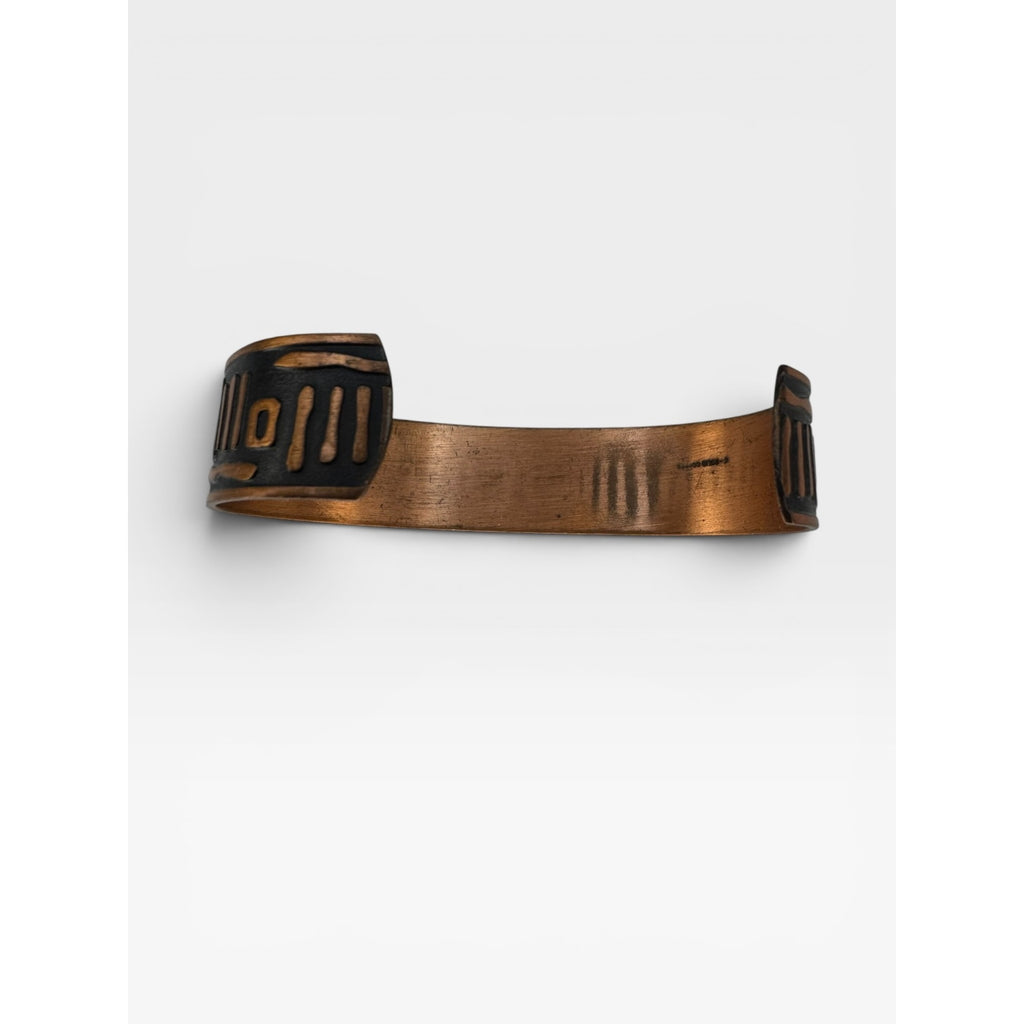 Copper Cuff Bracelet Southwestern Geometric Pattern Solid Copper Vintage