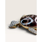 Vintage 1990s Kenneth Jay Lane KJL Tiger Cowrie Shell Rhinestone Turtle Brooch