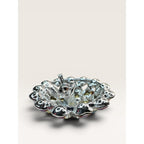1960s Aurora Borealis Rhinestone Cluster Brooch Round Silver Tone Vintage