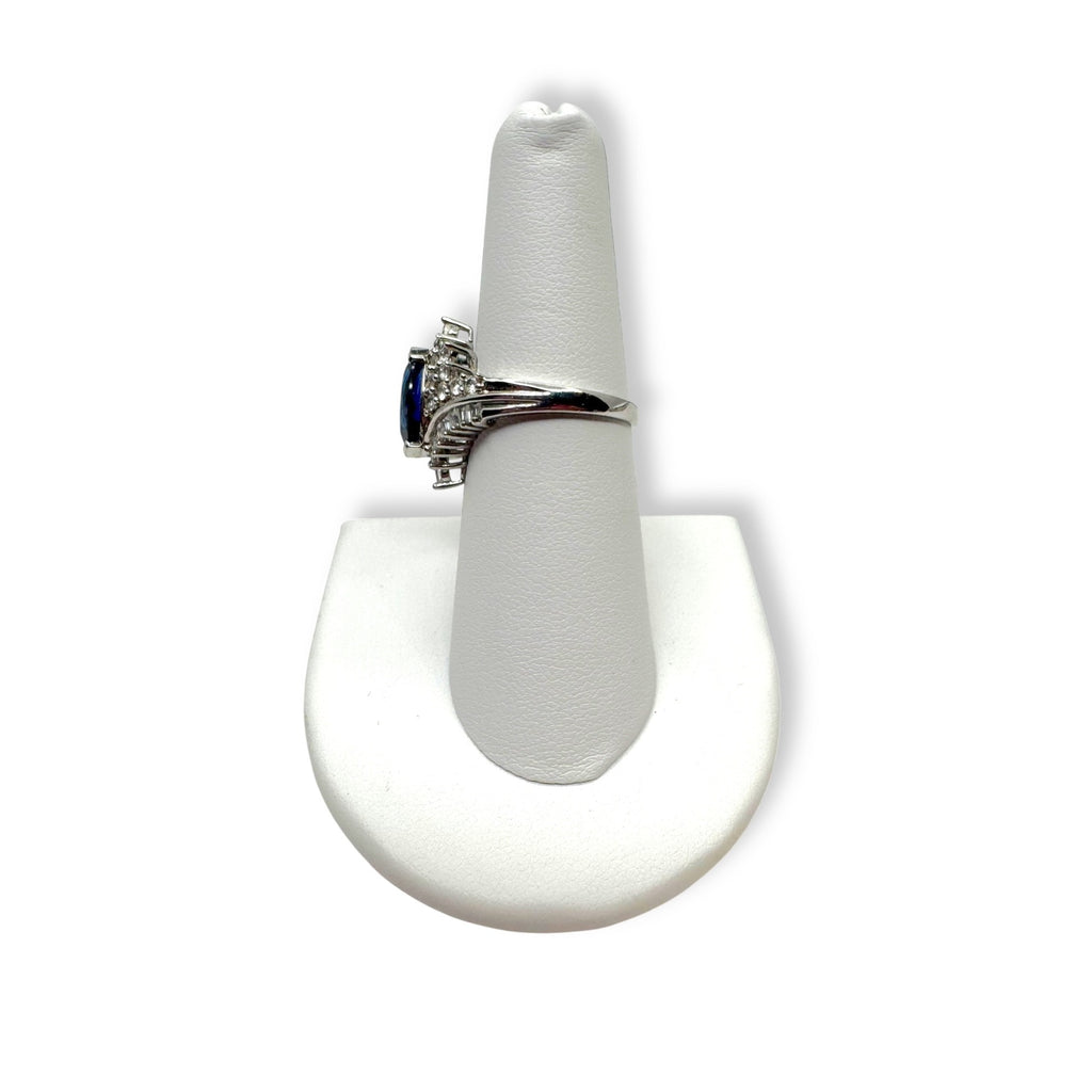 Sterling Silver Ring Blue White Sapphire Size 7.25