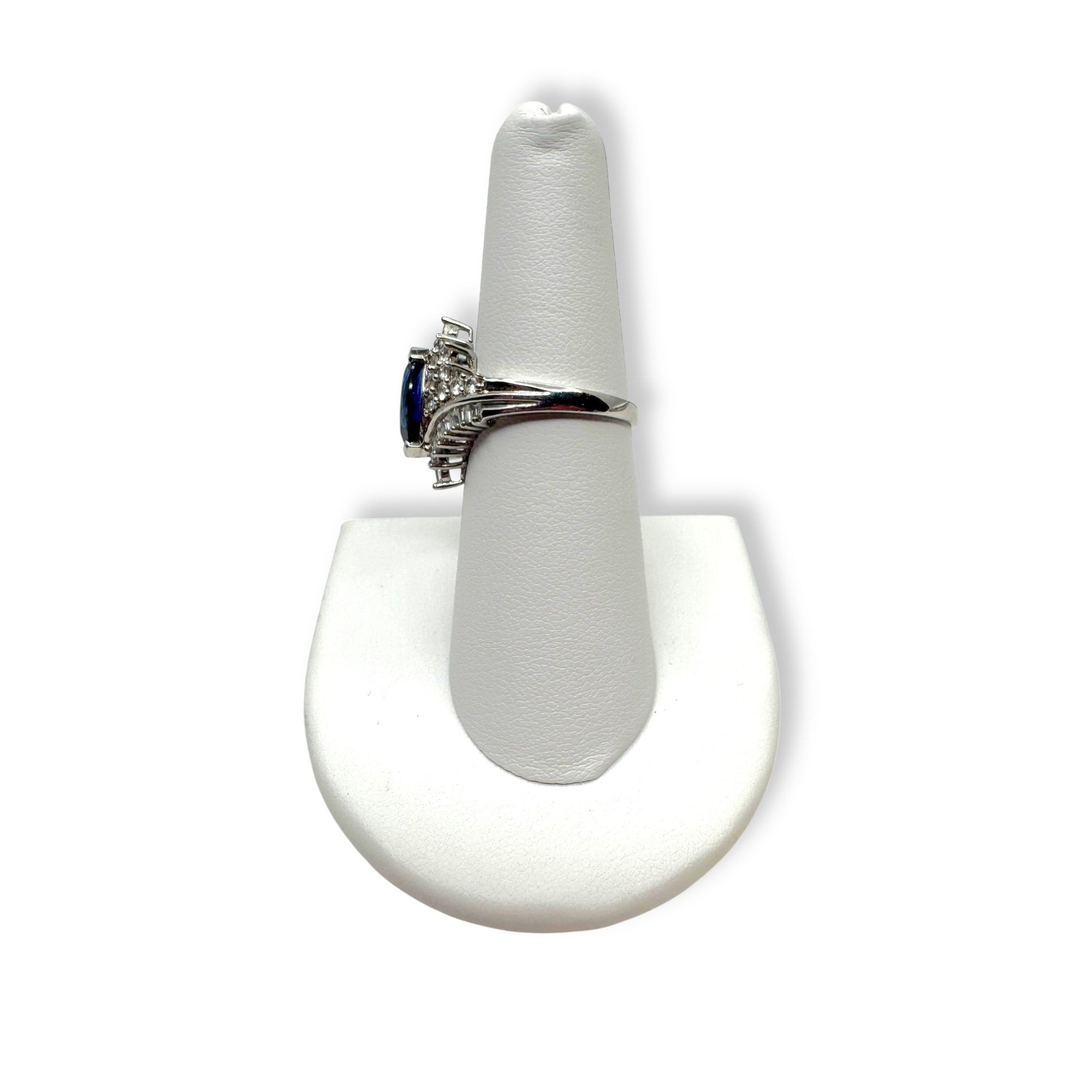 Sterling Silver Ring Blue White Sapphire Size 7.25