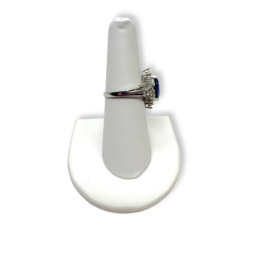 Sterling Silver Ring Blue White Sapphire Size 7.25