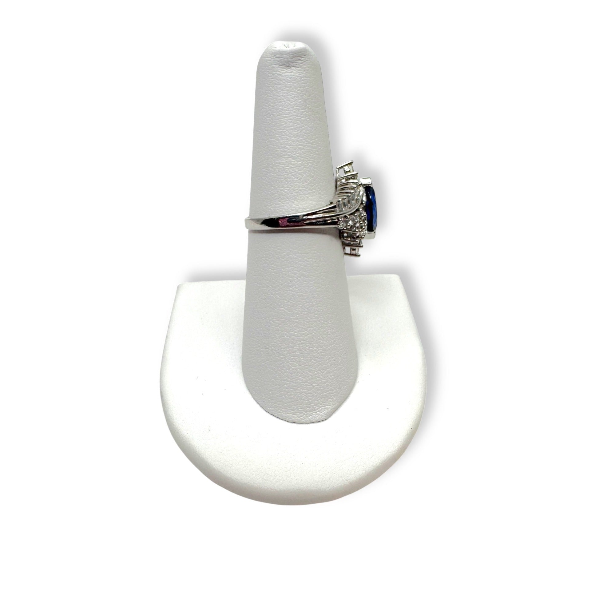 Sterling Silver Ring Blue White Sapphire Size 7.25