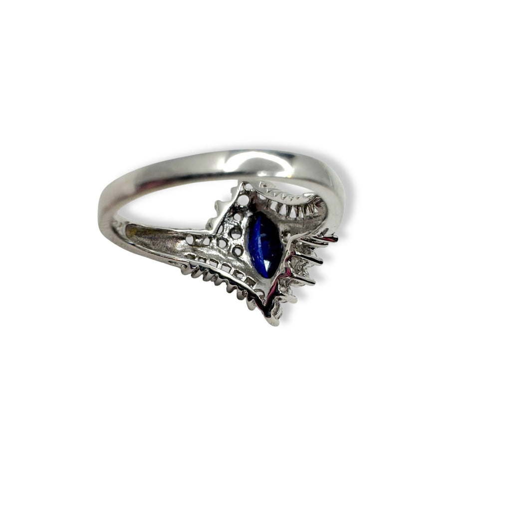 Sterling Silver Ring Blue White Sapphire Size 7.25