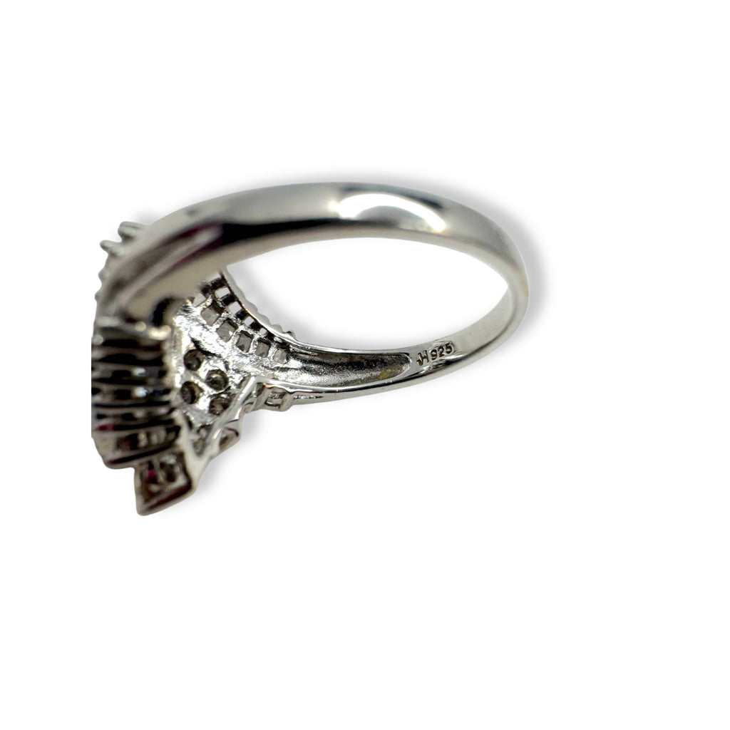 Sterling Silver Ring Blue White Sapphire Size 7.25