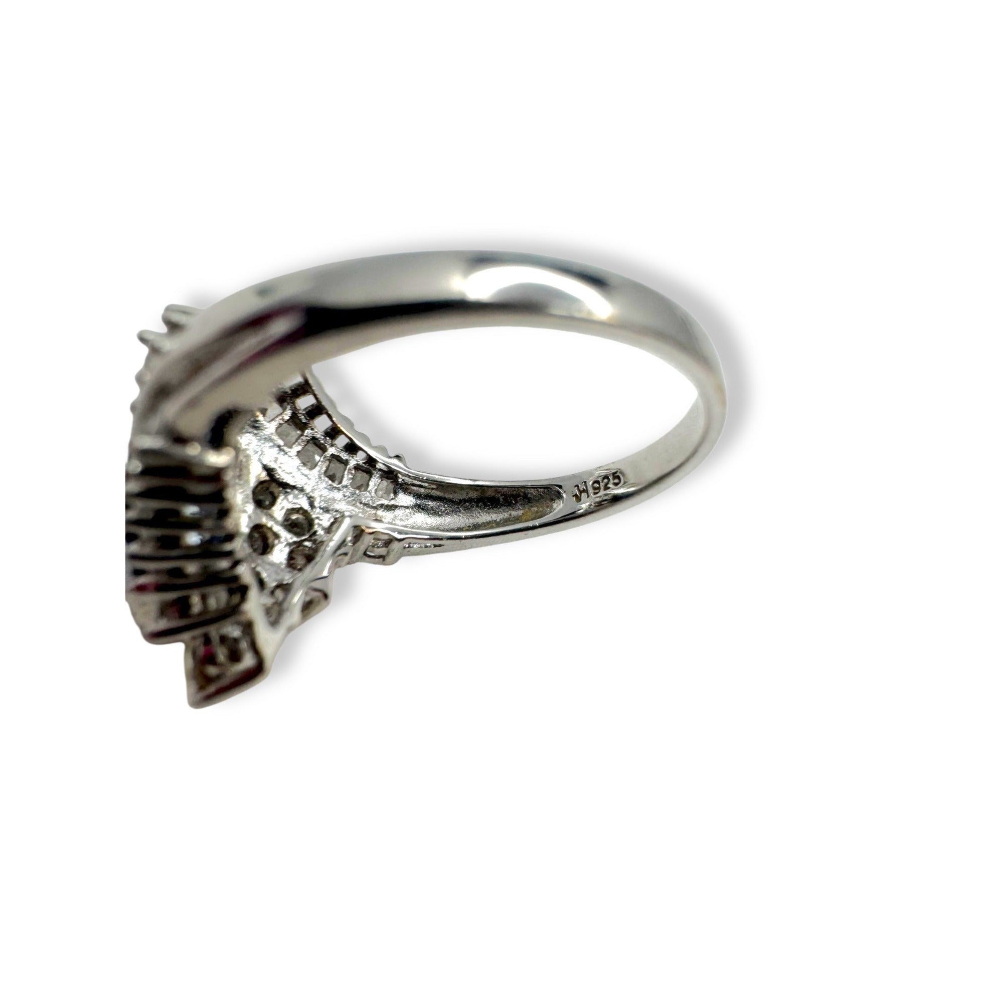 Sterling Silver Ring Blue White Sapphire Size 7.25