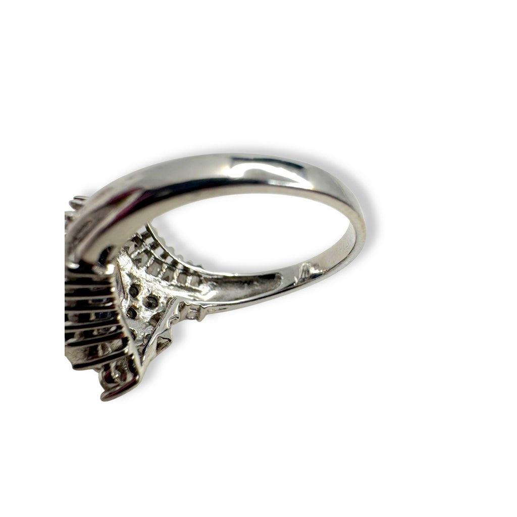 Sterling Silver Ring Blue White Sapphire Size 7.25