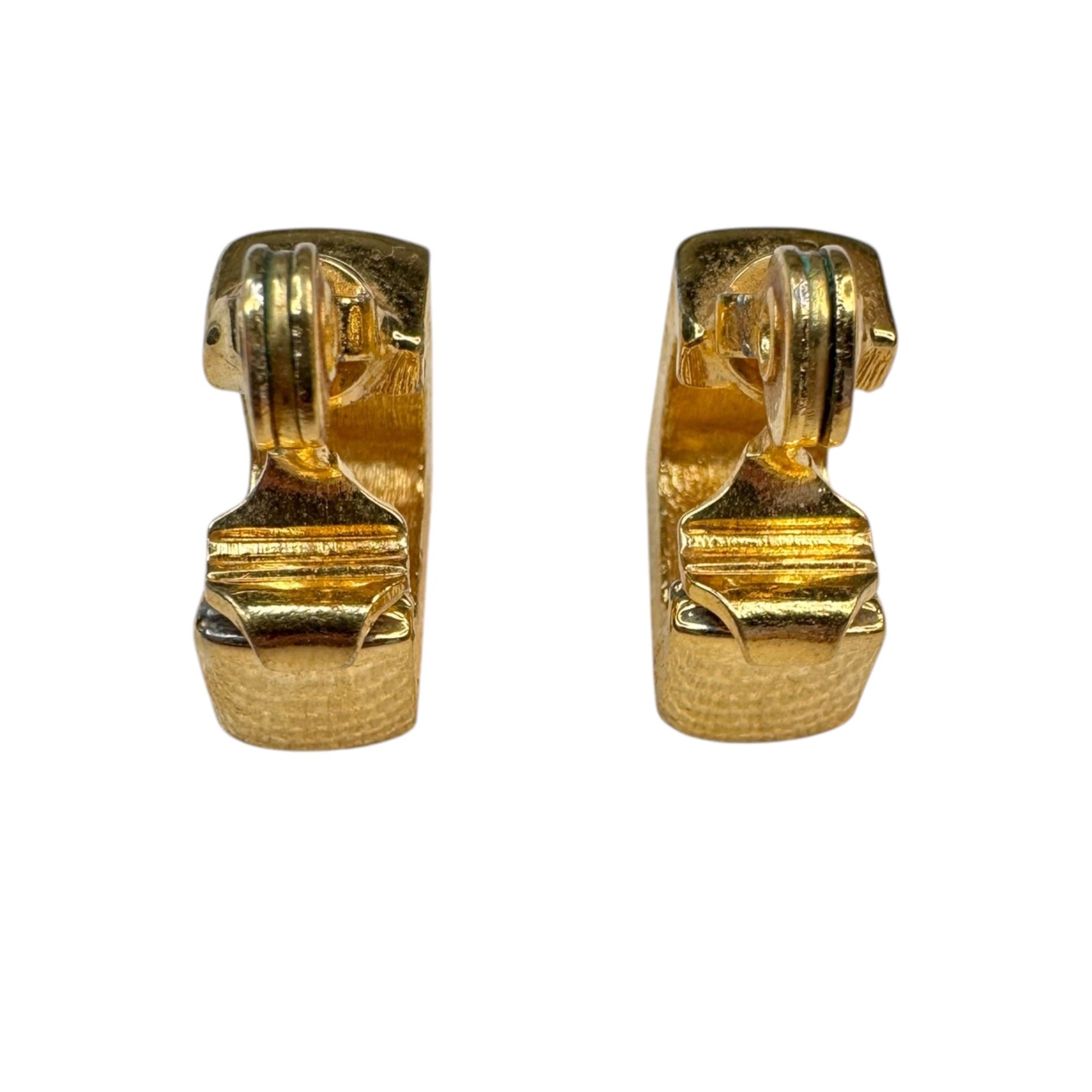 Monet square hoops gold tone clip on earrings