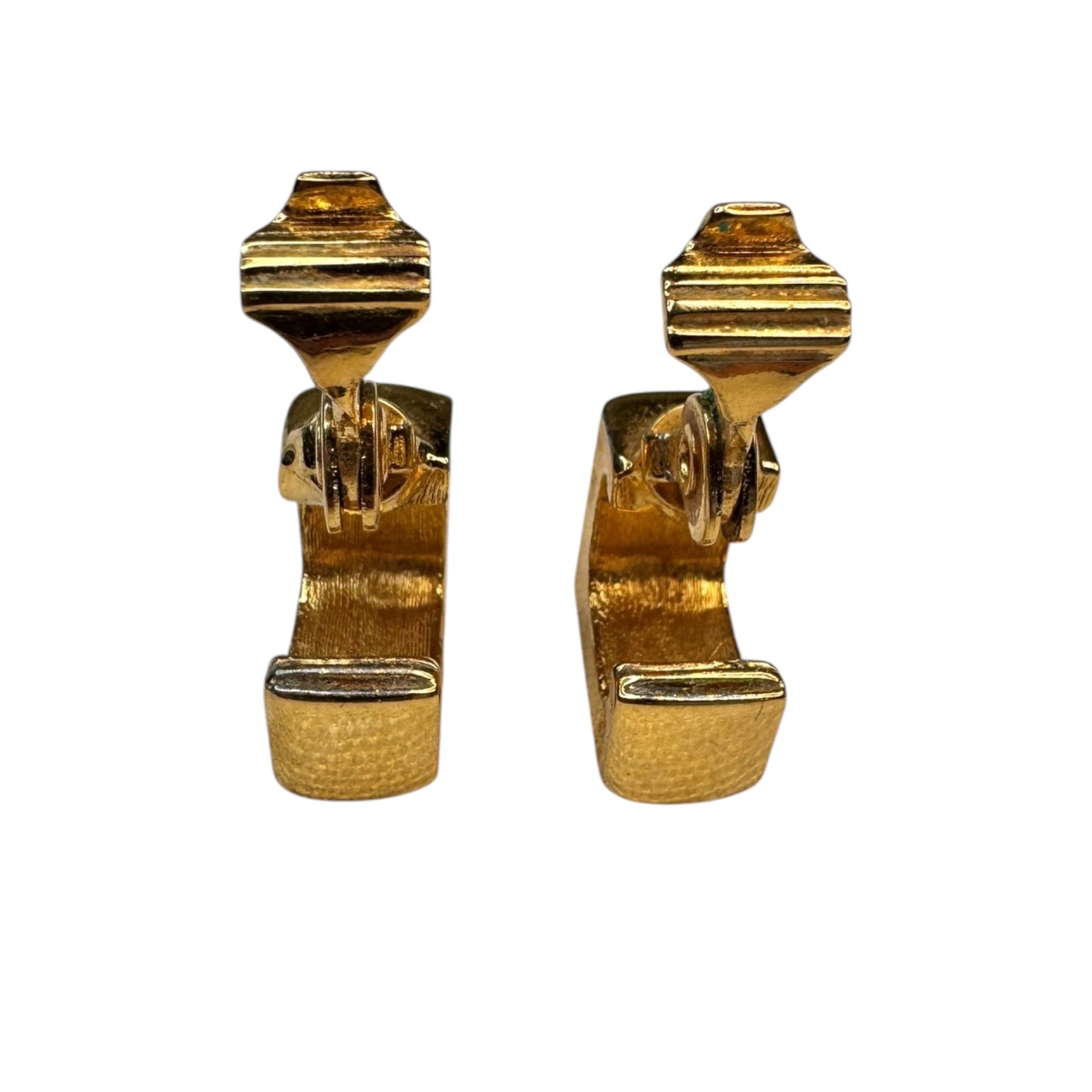 Monet square hoops gold tone clip on earrings