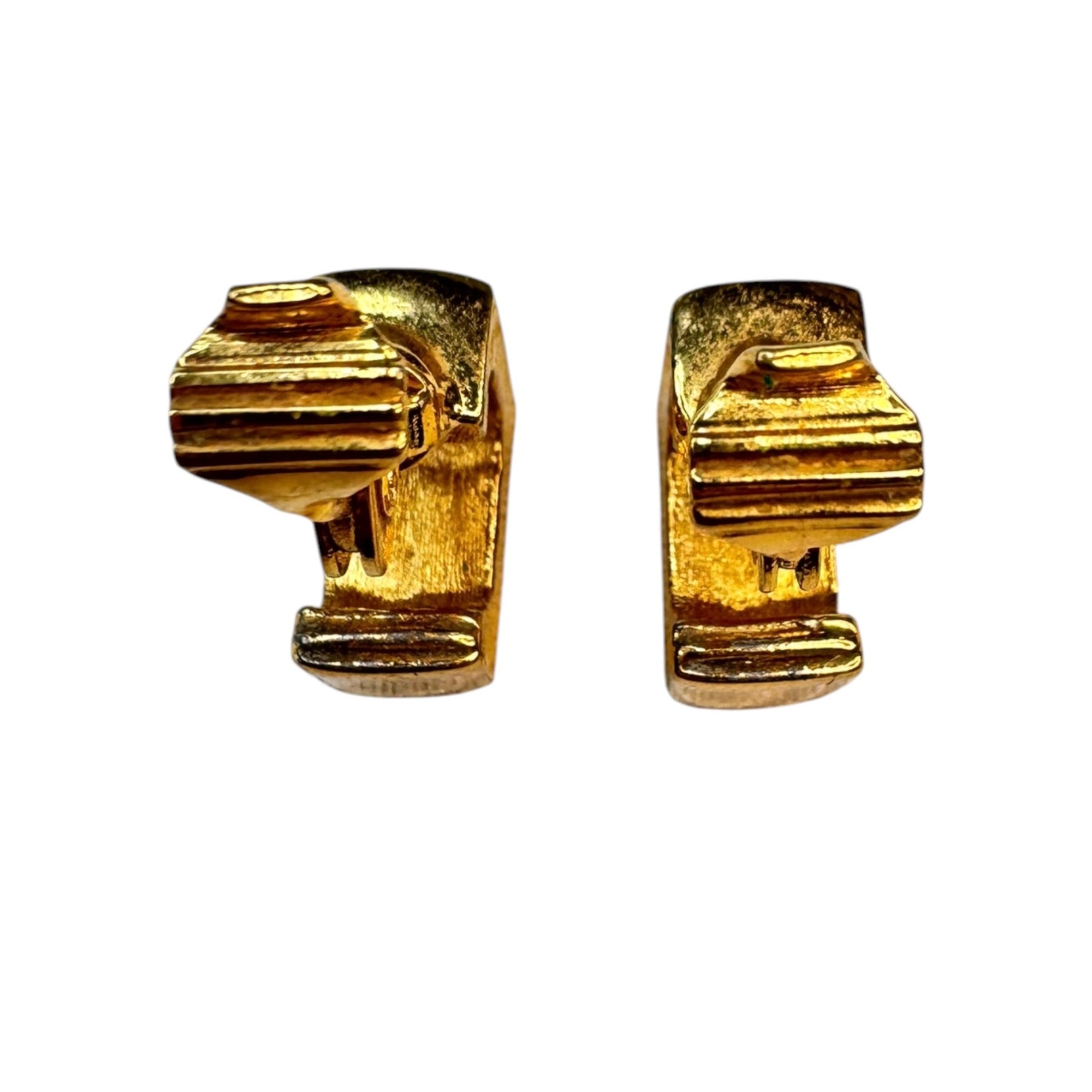 Monet square hoops gold tone clip on earrings