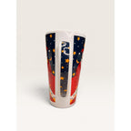 Christmas Santa Trumpet Night Sky Tall Stoneware Latte Mug 6 Inch Vintage 1990s