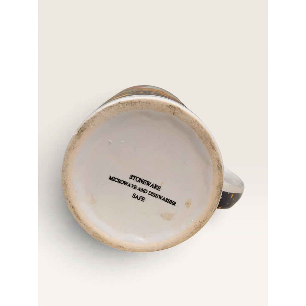 Christmas Santa Trumpet Night Sky Tall Stoneware Latte Mug 6 Inch Vintage 1990s