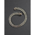 B Signed Chevron Leaf Tennis Bracelet Diamond Accent Gold Tone 1990s