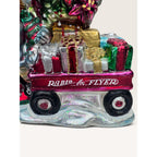 Radio Flyer Wagon Boy Poinsettia Tree Blown Glass Christmas Ornament 2002