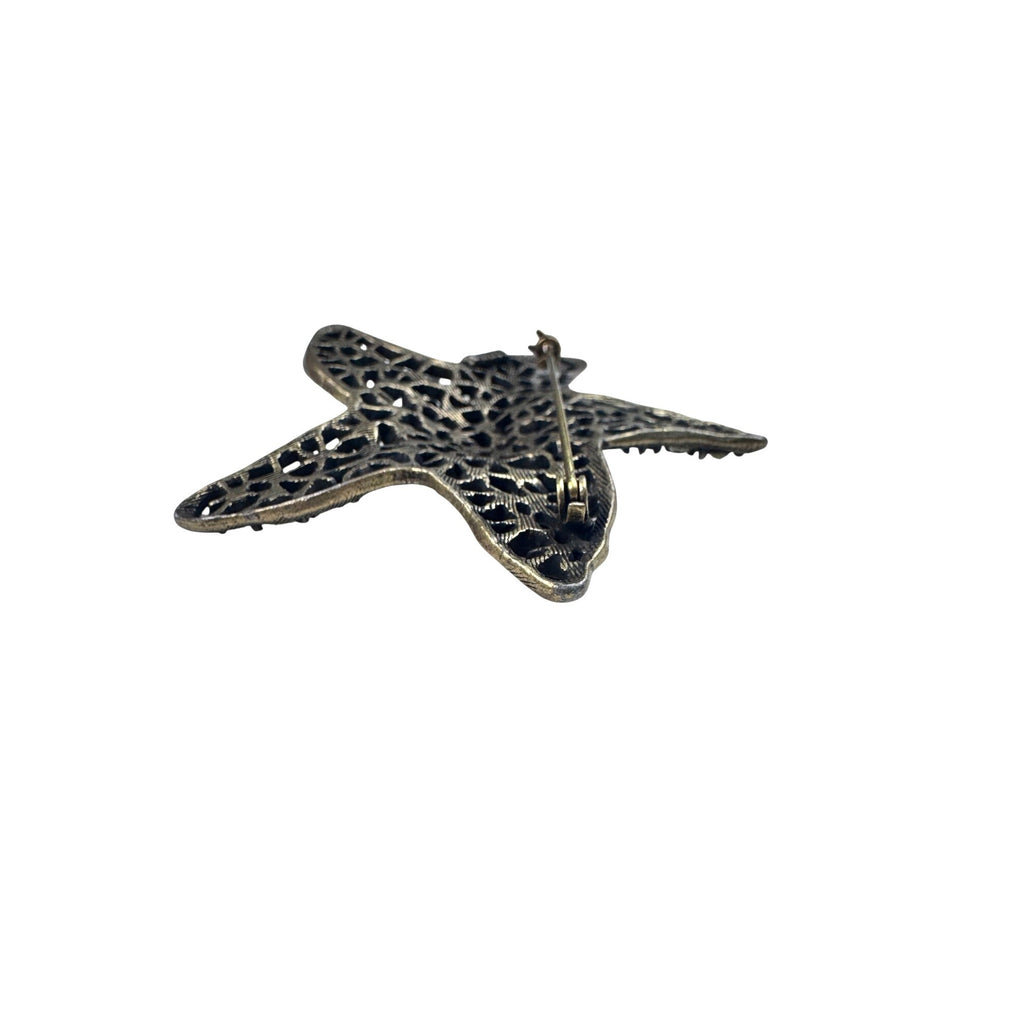 Weiss Starfish Brooch Yellow Crystal Gold Tone 1960s Vintage