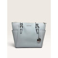 Michael Kors Charlotte Large Saffiano Leather Top Zip Tote Shoulder Bag Pale Blue