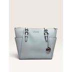 Michael Kors Charlotte Large Saffiano Leather Top Zip Tote Shoulder Bag Pale Blue