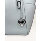 Michael Kors Charlotte Large Saffiano Leather Top Zip Tote Shoulder Bag Pale Blue
