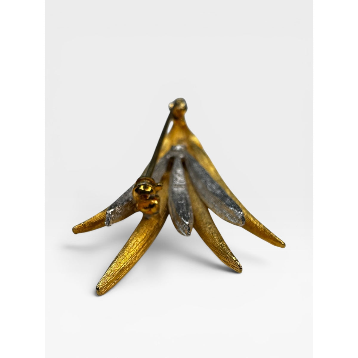PIM Piscitelli Two Tone Wheat Sheaf Brooch Gold Silver Tone Spray Pin 1950s