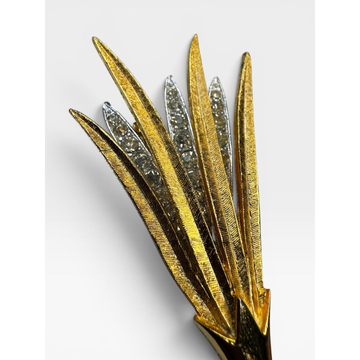 PIM Piscitelli Two Tone Wheat Sheaf Brooch Gold Silver Tone Spray Pin 1950s