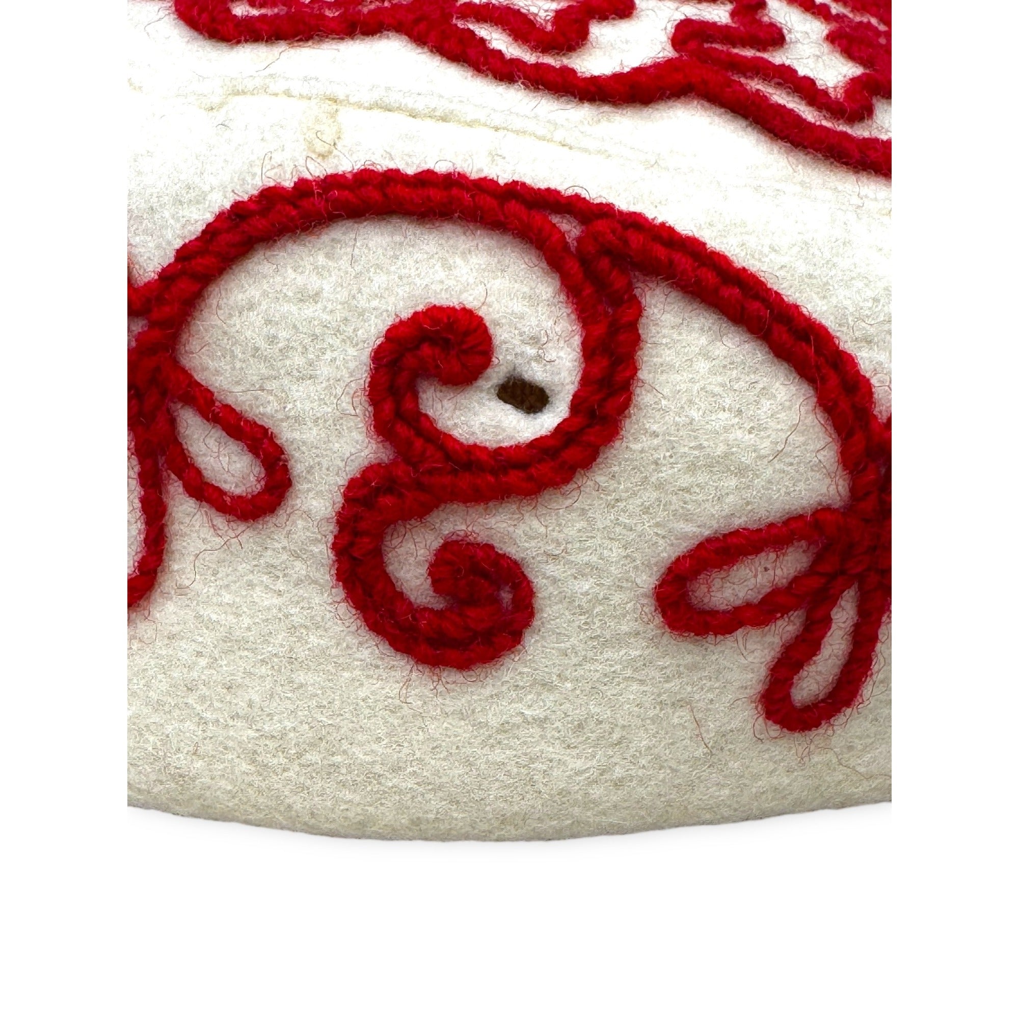 Vintage R H Macy Wool Felt Hat Red Soutache Trim New York 40s 50s Mid Century