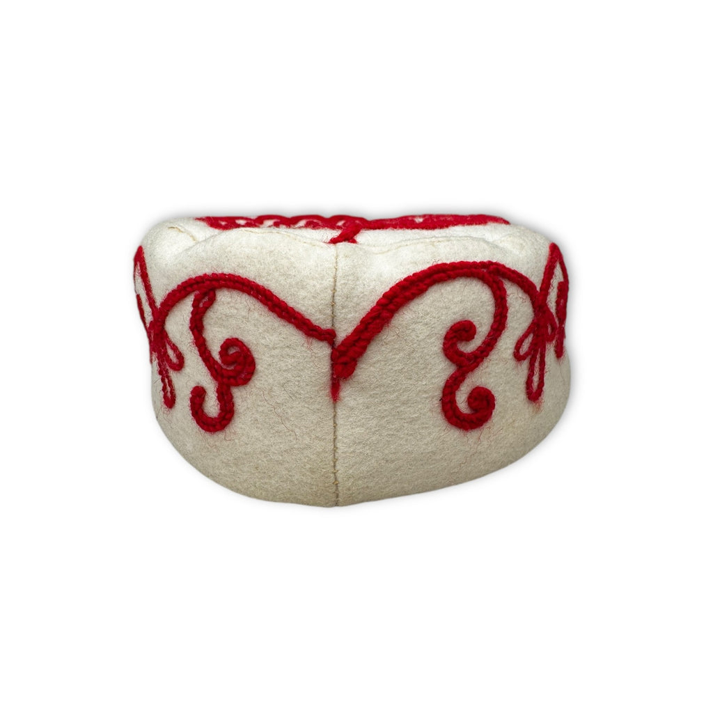 Vintage R H Macy Wool Felt Hat Red Soutache Trim New York 40s 50s Mid Century