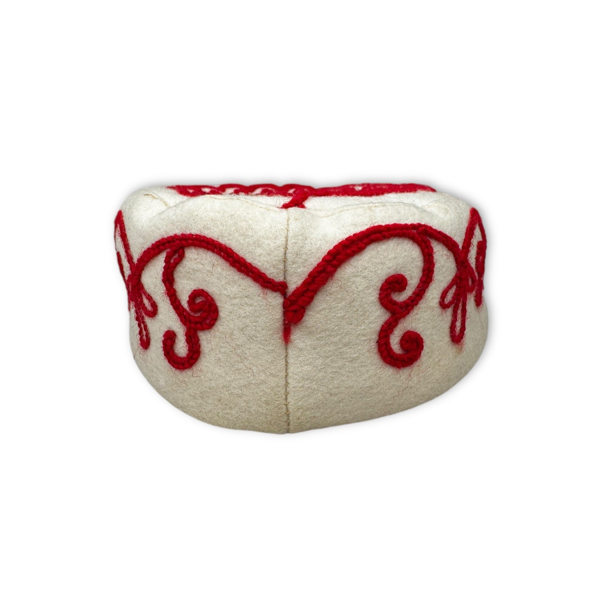 Vintage R H Macy Wool Felt Hat Red Soutache Trim New York 40s 50s Mid Century