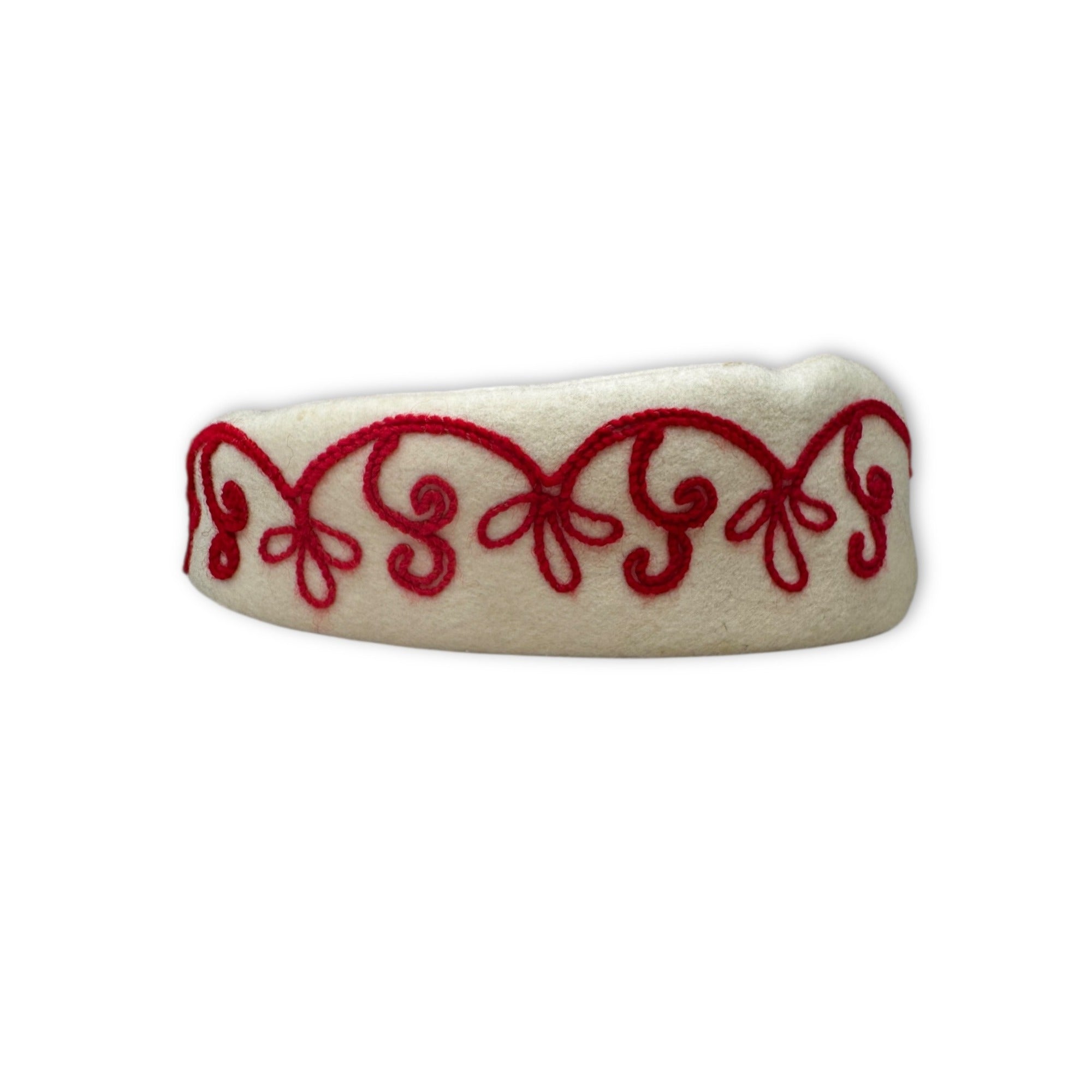 Vintage R H Macy Wool Felt Hat Red Soutache Trim New York 40s 50s Mid Century