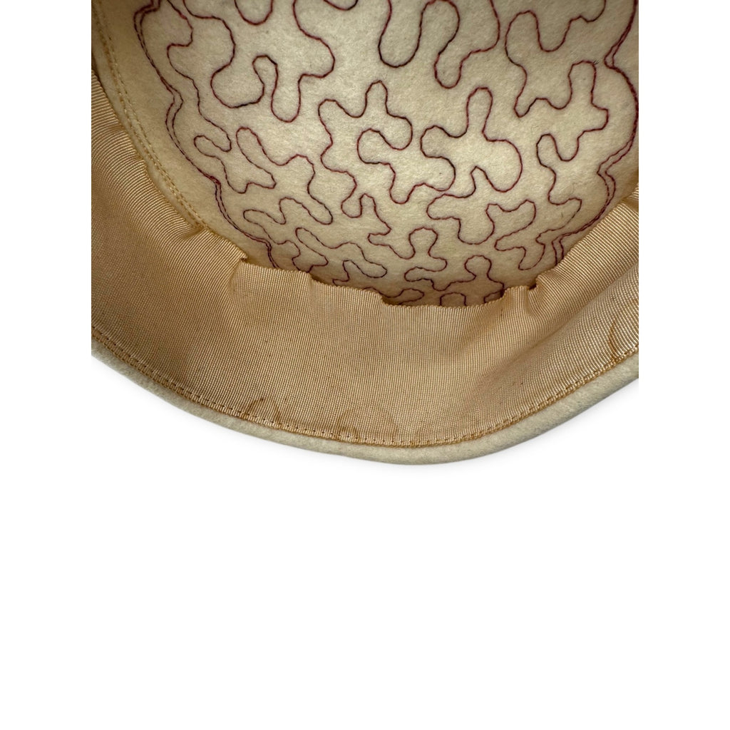 Vintage R H Macy Wool Felt Hat Red Soutache Trim New York 40s 50s Mid Century