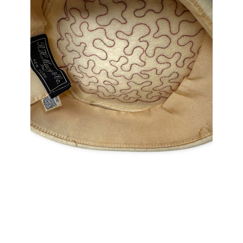 Vintage R H Macy Wool Felt Hat Red Soutache Trim New York 40s 50s Mid Century