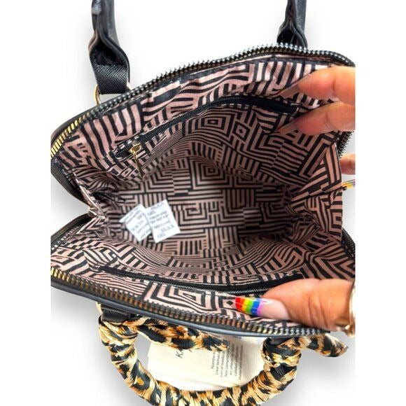 Kayla + Ava Black Vegan Leather Convertible Shoulder Hand Bag NWT
